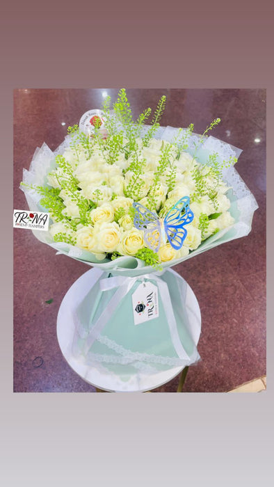 White and Greenery Flower Birthday Bouquet