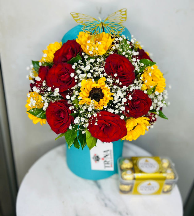 Flower Box Bouquet  with Chocolates