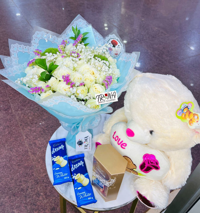 Flowers + Chocolates + Teddy Bear