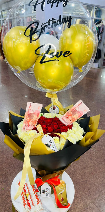 Luxury Money Bouquet + Celebration Balloons + (It has 400k cash)