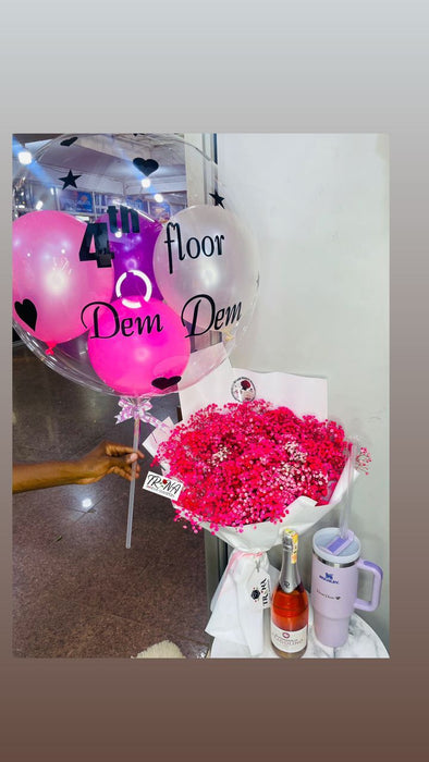 Birthday Celebration Hamper – Wine, Stanley Mug, Bouquet & Balloons