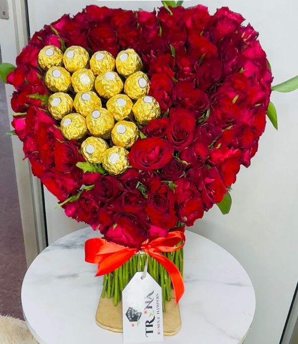 Standing Heart Bouquet + Chocolates