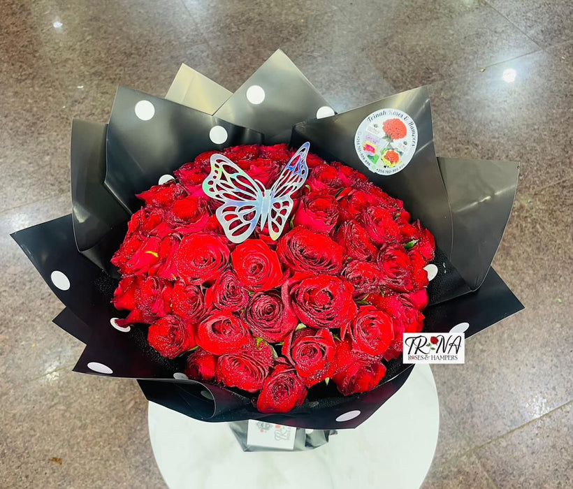 Just Red Roses in Black Wrap