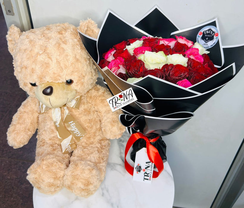 Flower Box with Teddy Bear